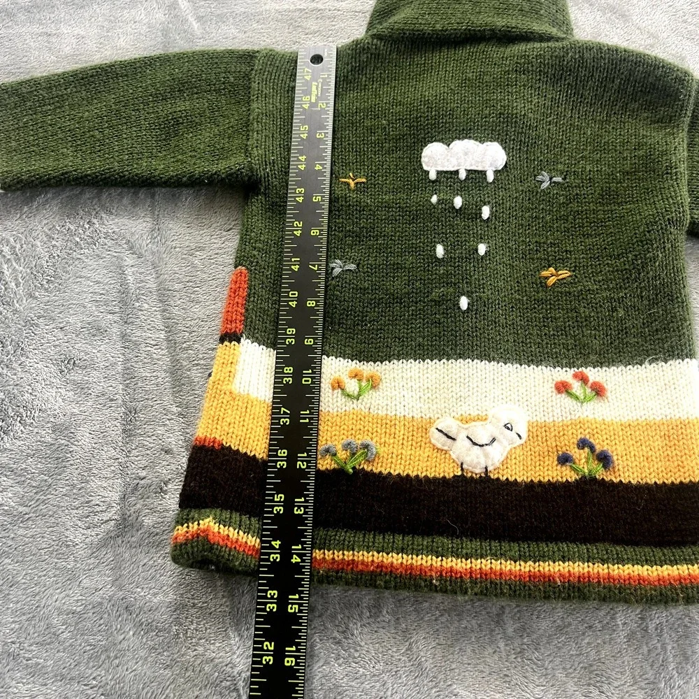 Peruvian Alpaca Co Andes Kids Zip Patchwork Embroidered Sweater 12-18M